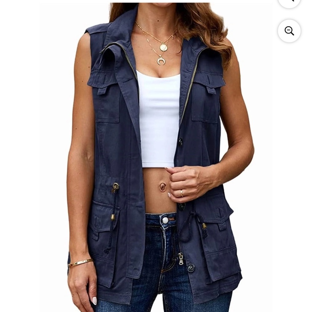 Women's Navy Sleeveless Utility Vest size large